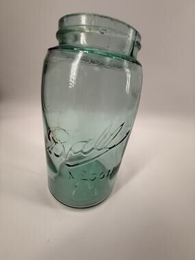 Vintage Ball  Mason Jar Aqua Green Glass Quart Canning Bottom Mark 11